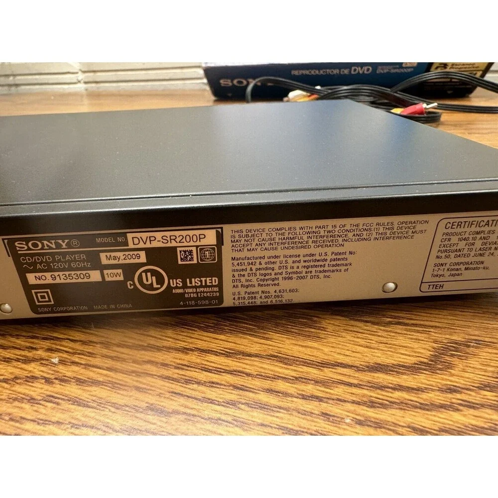 Sony CD/DVD/DVD+RW/+R/+R DL/-RW/-R/-R‎ DL/JPEG/MP3; REMOTE, DVP-SR200P, TESTED
